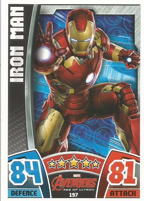 IRON MAN -  TOPPS `HERO ATTAX AVENGERS` 2015 - `MOVIE CARD` TRADING CARD 197