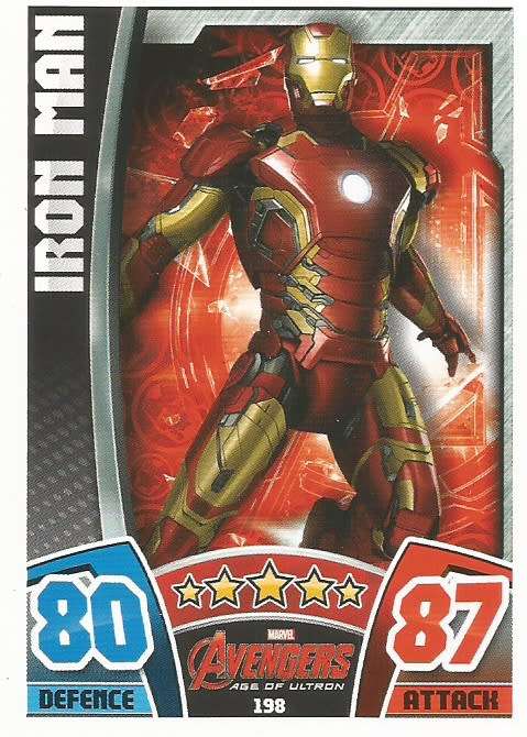 IRON MAN -  TOPPS `HERO ATTAX AVENGERS` 2015 - `MOVIE CARD` TRADING CARD 198