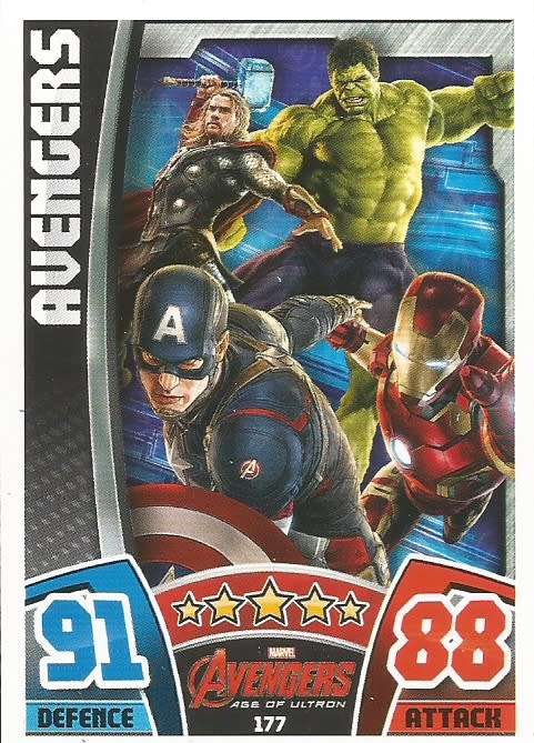 MARVEL AVENGERS -  TOPPS `HERO ATTAX AVENGERS` 2015 - `MOVIE CARD` TRADING CARD 177