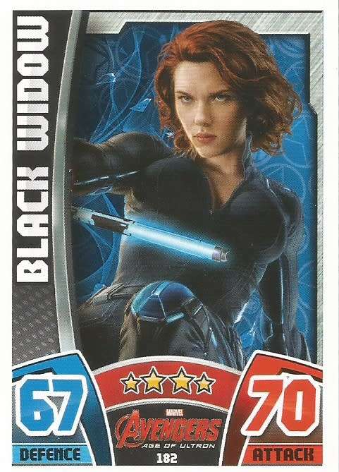 BLACK WIDOW -  TOPPS `HERO ATTAX AVENGERS` 2015 - `MOVIE CARD` TRADING CARD 182