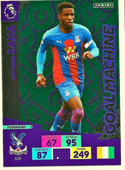 WILFRIED ZAHA - ENGLISH PREMIER LEAGUE `PLUS` 2020/2021 - GREEN FOIL `GOAL MACHINE` TRADING CARD 539