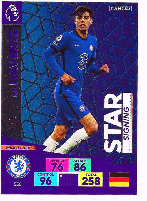 KAI HAVERTZ - ENGLISH PREMIER LEAGUE `PLUS` 2020/2021 - BLUE FOIL `STAR SIGNING` TRADING CARD 530