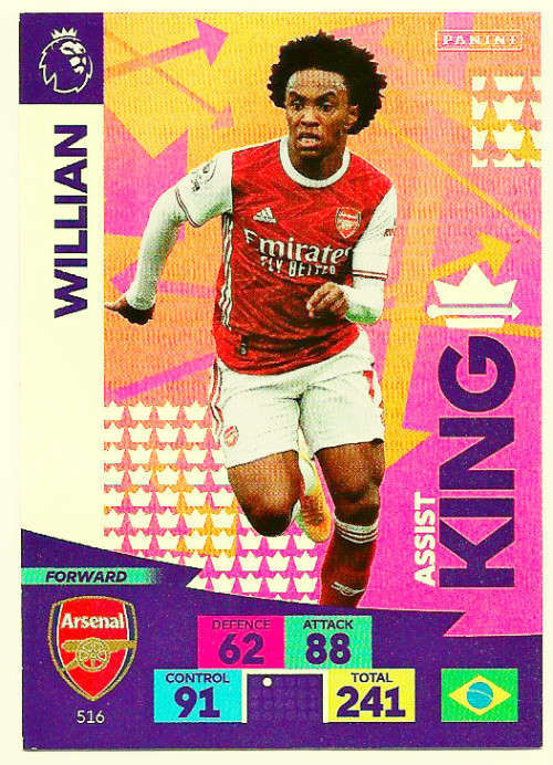WILLIAM - ENGLISH PREMIER LEAGUE PLUS 2020/2021 - RED FOIL `ASSIST KING` TRADING CARD 516