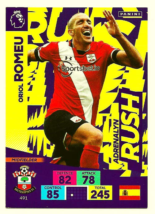 ORIOL ROMEU - ENGLISH PREMIER LEAGUE PLUS 2020/2021 -  `ADRENALYN RUSH` TRADING CARD 491