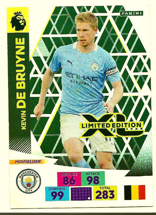KEVIN DE BRUYNE - ENGLISH PREMIER LEAGUE `PLUS` 2020-2021 -  GOLD `LIMITED EDITION` TRADING CARD