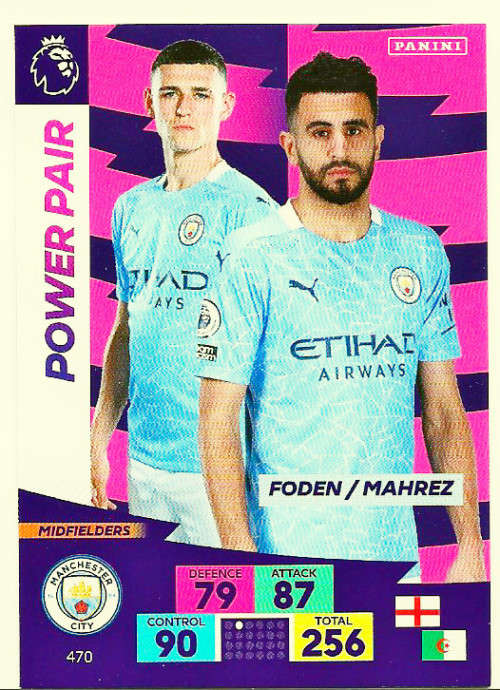 MANCHESTER CITY FC - EPL ADRENALYN `PLUS` 2020/2021 - `POWER PAIR` TRADING CARD