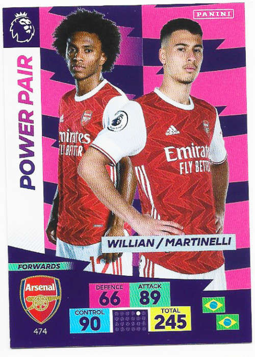 ARSENAL FC - EPL ADRENALYN `PLUS` 2020/2021 - `POWER PAIR` TRADING CARD