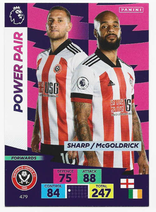 SHEFIELD UNITED - EPL ADRENALYN `PLUS` 2020/2021 - `POWER PAIR` TRADING CARD