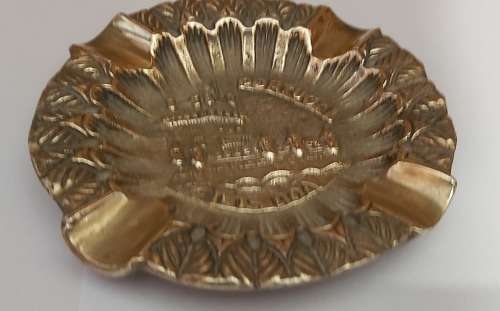 VINTAGE ASHTRAY - PORTUGAL SOLID BRASS COMMEMORATIVE ASHTRAY - Diameter 108mm
