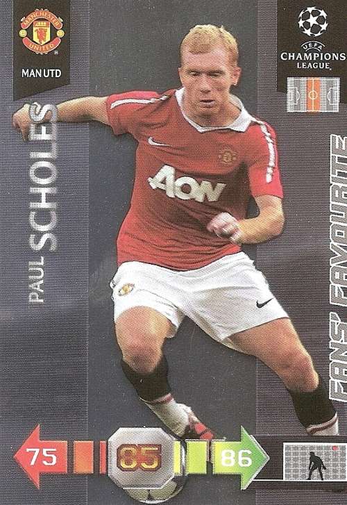 PAUL SCHOLES (Manchester United) - PANINI CHAMPIONS LEAGUE 2010/11 - `FANS FAVOURITE` TRADING CARD