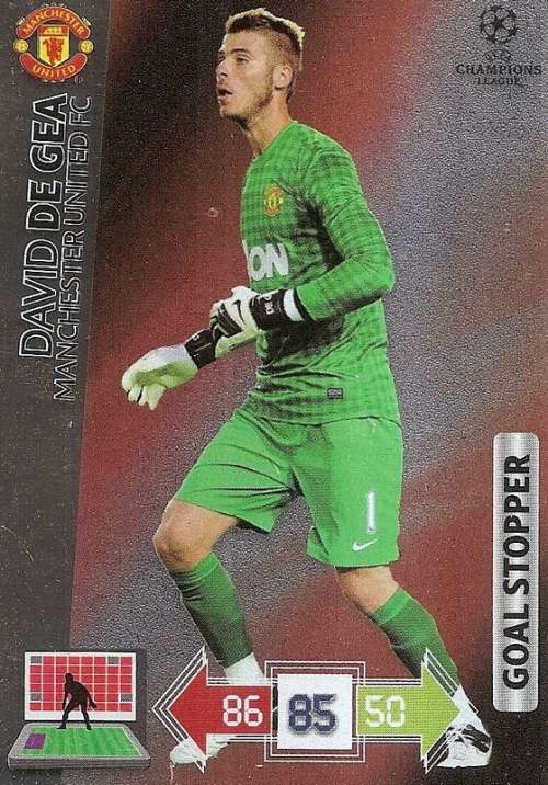 DAVID DE GEA (Manchester United) - PANINI CHAMPIONS LEAGUE 2012/13 - `GOAL STOPPER` TRADING CARD