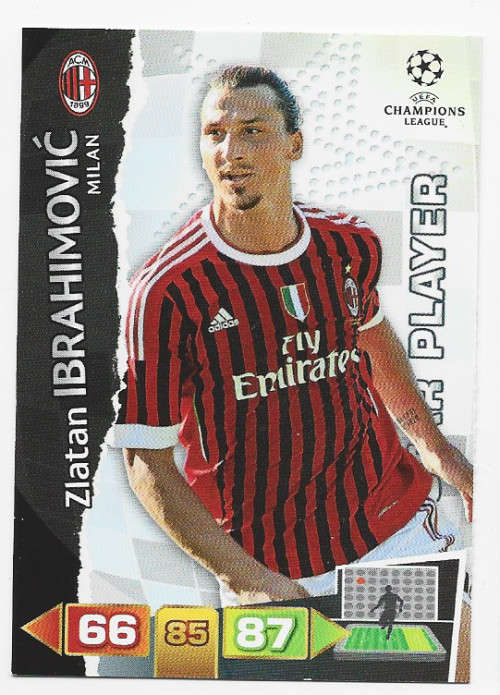 ZLATAN IBRAHIMOVIC (AC MILAN) - PANINI `CHAMPIONS LEAGUE 2011/12` - `STAR PLAYER` TRADING CARD
