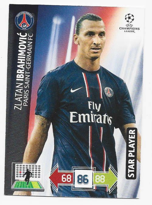 ZLATAN IBRAHIMOVIC (PSG) - PANINI `CHAMPIONS LEAGUE 2012/13` - `STAR PLAYER` TRADING CARD