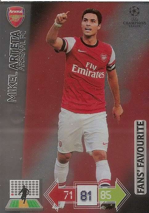 MIKEL ARTETA (ARSENAL) - PANINI `CHAMPIONS LEAGUE` 2012/13 - `FANS FAVOURITE` TRADING CARD