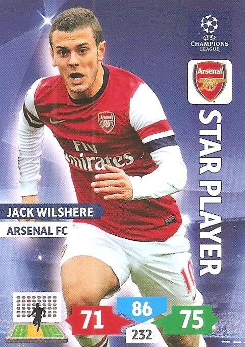 JACK WILSHERE (ARSENAL) - PANINI `CHAMPIONS LEAGUE` 2013/14 - `STAR PLAYER` TRADING CARD