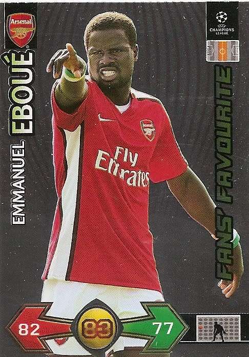 EMANUEL EBOUE(ARSENAL) - PANINI CHAMPIONS LEAGUE `UPDATES` 2009/10 - `FANS FAVOURITE` TRADING CARD