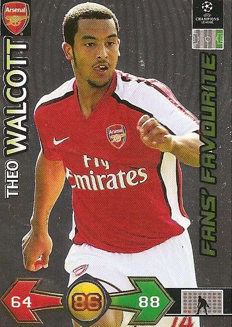 THEO WALCOTT(ARSENAL) - PANINI CHAMPIONS LEAGUE `UPDATES` 2009/10 - `FANS FAVOURITE` TRADING CARD