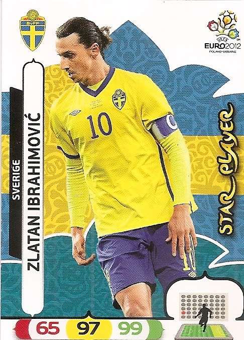 ZLATAN IBRAHIMOVIC - PANINI `UEFA EURO 2012` - `STAR PLAYER` TRADING CARD