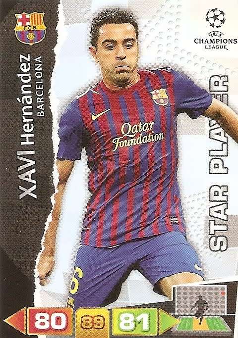 XAVI (BARCELONA) - PANINI `CHAMPIONS LEAGUE 2011/12` - `STAR PLAYER` TRADING CARD