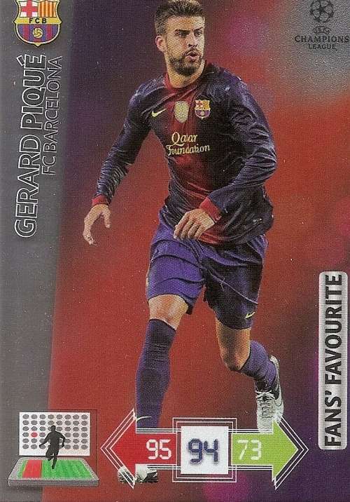 GERARD PIQUE(BARCELONA) - PANINI `CHAMPIONS LEAGUE 2012/13` - `FANS FAVOURITE` TRADING CARD