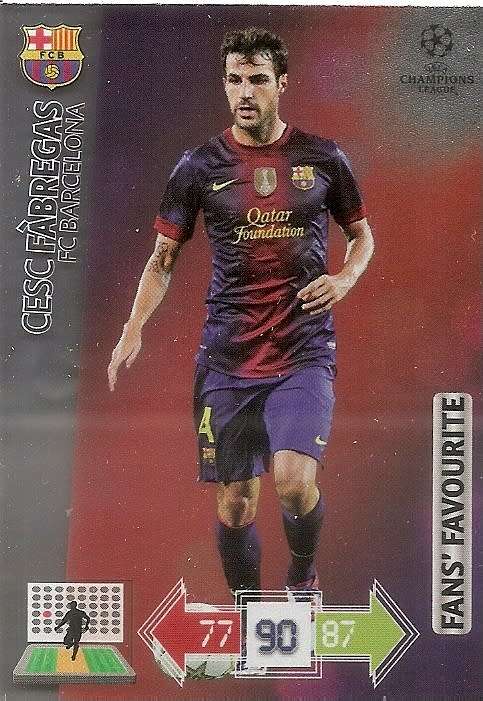 FABREGAS(BARCELONA) - PANINI `CHAMPIONS LEAGUE 2012/13` - `FANS FAVOURITE` TRADING CARD