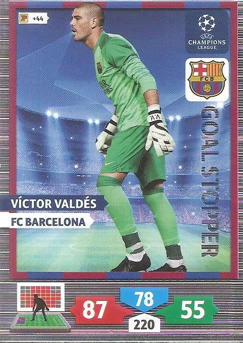 VICTOR VALDES (BARCELONA) - PANINI `CHAMPIONS LEAGUE 2013/14` - `GOAL STOPPER` TRADING CARD