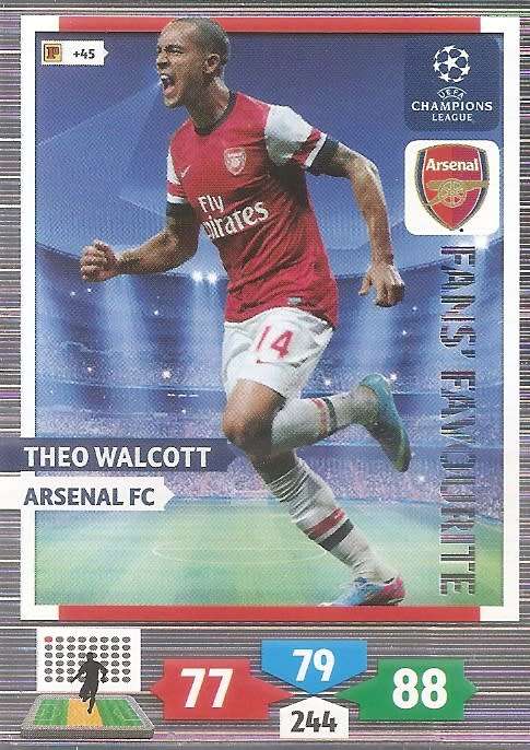 THEO WALCOTT (ARSENAL) - PANINI `CHAMPIONS LEAGUE` 2013/14 - `FANS FAVOURITE` TRADING CARD