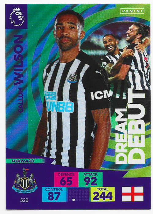 CALLUM WILSON - ENGLISH PREMIER LEAGUE `PLUS` 2020/2021 - FOIL `DREAM DEBUT` TRADING CARD 522