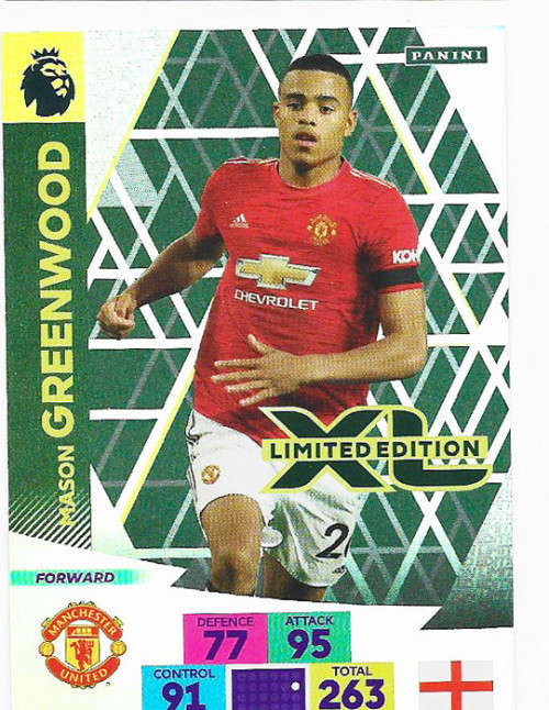 MASON GREENWOOD - ENGLISH PREMIER LEAGUE 2020/2021 -  GOLD `LIMITED EDITION` TRADING CARD