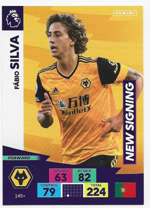 FABIO SILVA (Wolves) - EPL ADRENALYN `PLUS` 2020/2021 - `NEW SIGNING` TRADING CARD