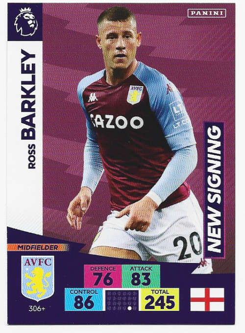 ROSS BARKLEY (ASTON VILLA) - EPL ADRENALYN `PLUS` 2020/2021 - `NEW SIGNING` TRADING CARD