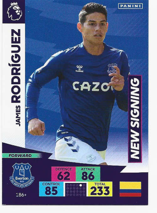JAMES RODRIGUEZ (Everton FC) - EPL ADRENALYN `PLUS` 2020/2021 - `NEW SIGNING` TRADING CARD
