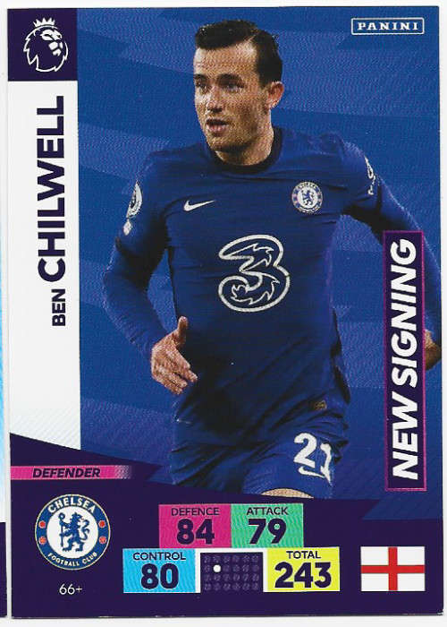 BEN CHILWELL (Chelsea FC) - EPL ADRENALYN `PLUS` 2020/2021 - `NEW SIGNING` TRADING CARD
