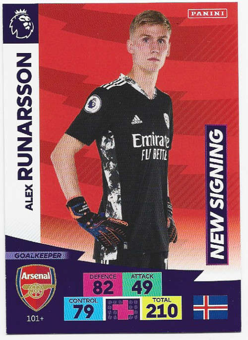 ALEX RUNARSSON (Arsenal FC) - EPL ADRENALYN `PLUS` 2020/2021 - `NEW SIGNING` TRADING CARD