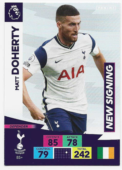 MATT DOHERTY (Tottenham Hotspurs) - EPL ADRENALYN `PLUS` 2020/2021 - `NEW SIGNING` TRADING CARD
