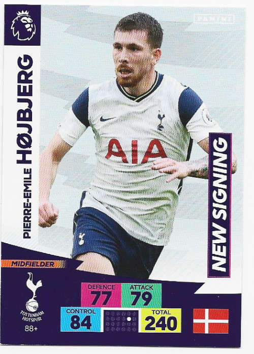 PIERRE E HOJBJERG (Tottenham Hotspurs) - EPL ADRENALYN `PLUS` 2020/2021 - `NEW SIGNING` TRADING CARD