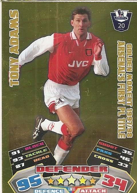 TONY ADAMS - TOPPS EPL MATCH ATTAX 2011/2012 - GOLD `GOLDEN MOMENT` TRADING CARD GM16