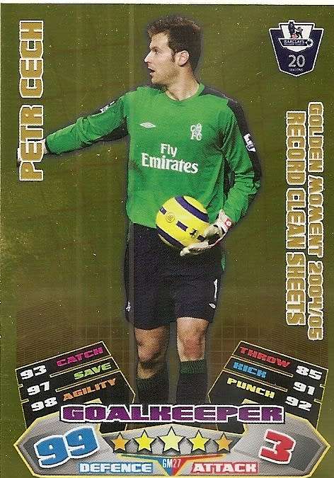 PETR CHECH - TOPPS EPL MATCH ATTAX 2011/2012 - GOLD `GOLDEN MOMENT` TRADING CARD GM27