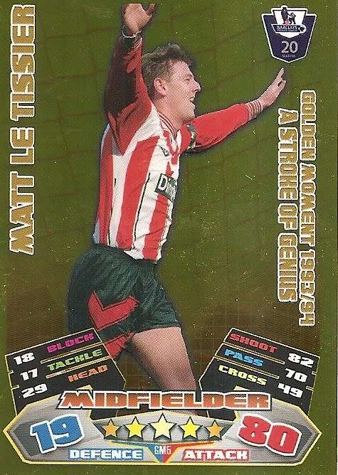 MATT LE TISIER - TOPPS EPL MATCH ATTAX 2011/2012 - GOLD `GOLDEN MOMENT` TRADING CARD GM5