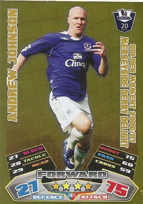 ANDREW JOHNSON - TOPPS EPL MATCH ATTAX 2011/2012 - GOLD `GOLDEN MOMENT` TRADING CARD GM31