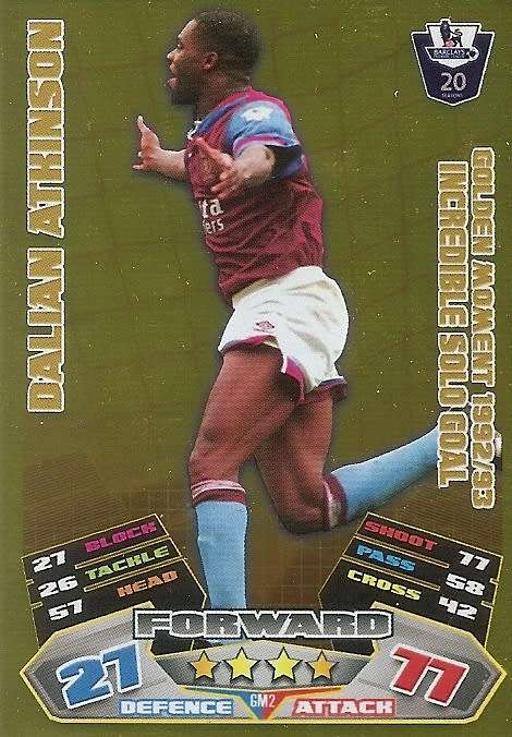 DALIAN ATKINSON - TOPPS EPL MATCH ATTAX 2011/2012 - GOLD `GOLDEN MOMENT` TRADING CARD GM2