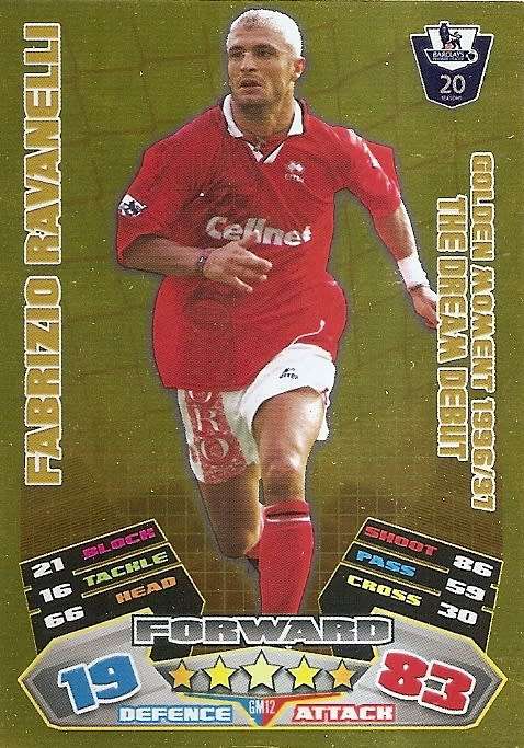 FABRIZIO RAVANELLI - TOPPS EPL MATCH ATTAX 2011/2012 - GOLD `GOLDEN MOMENT` TRADING CARD GM12