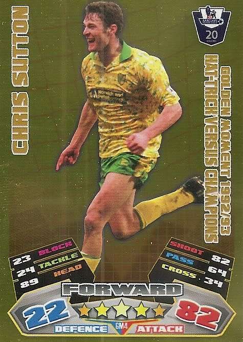 CHRIS SUTTON - TOPPS EPL MATCH ATTAX 2011/2012 - GOLD `GOLDEN MOMENT` TRADING CARD GM4