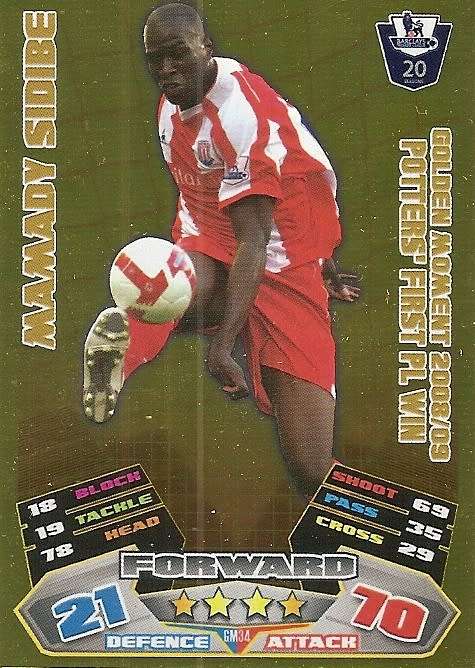MAMADY SIBIDE - TOPPS EPL MATCH ATTAX 2011/2012 - GOLD `GOLDEN MOMENT` TRADING CARD GM34