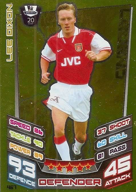 LEE DIXON - TOPPS EPL MATCH ATTAX 2012/2013 - GOLD `LEGEND` TRADING CARD 467