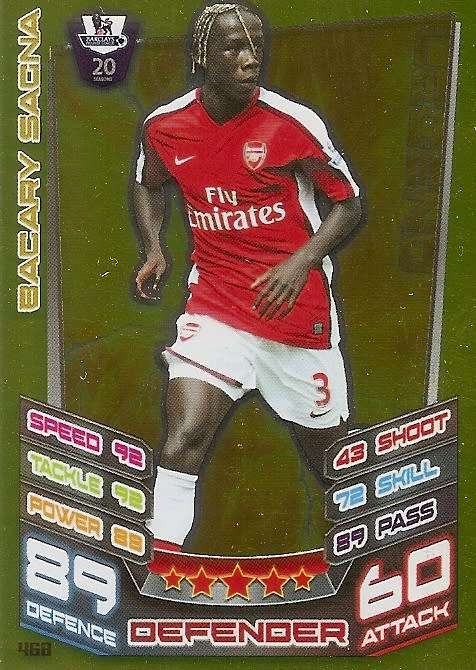 BACARY SAGNA - TOPPS EPL MATCH ATTAX 2012/2013 - GOLD `LEGEND` TRADING CARD 468