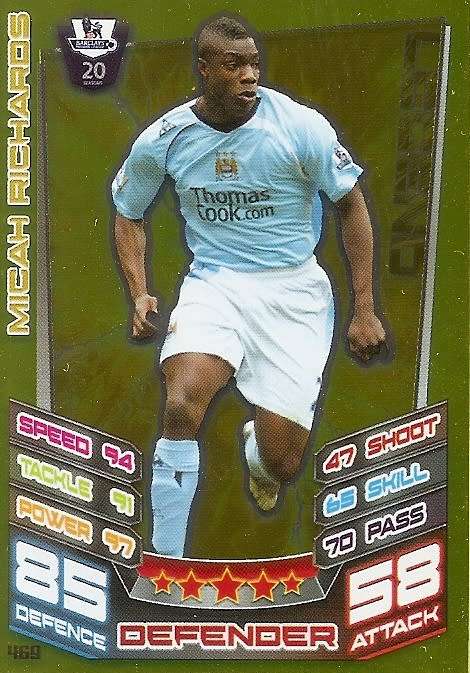 MICAH RICHARDS - TOPPS EPL MATCH ATTAX 2012/2013 - GOLD `LEGEND` TRADING CARD 469
