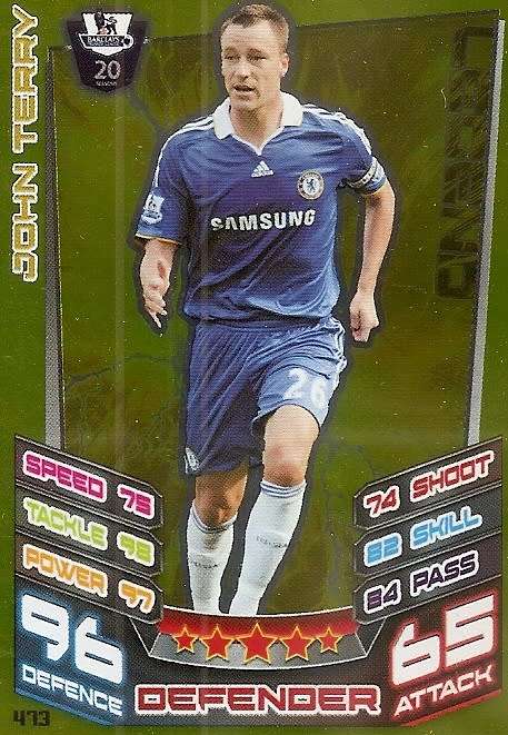 JOHN TERRY - TOPPS EPL MATCH ATTAX 2012/2013 - GOLD `LEGEND` TRADING CARD 473