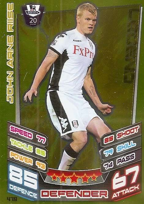 JOHN ARNE RIISE - TOPPS EPL MATCH ATTAX 2012/2013 - GOLD `LEGEND` TRADING CARD 479