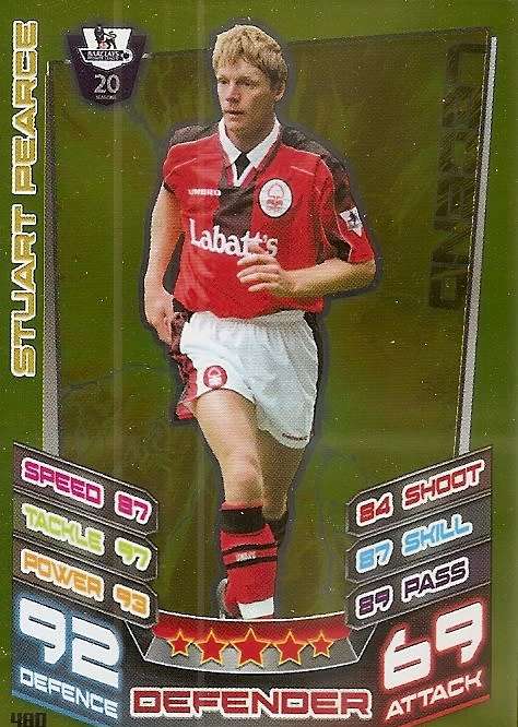 STUART PEARCE - TOPPS EPL MATCH ATTAX 2012/2013 - GOLD `LEGEND` TRADING CARD 480